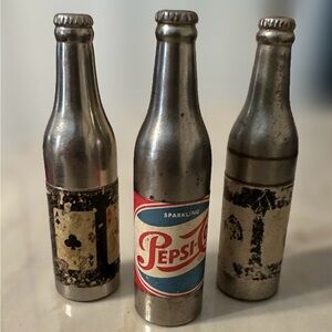 Vintage Kem Pepsi Cola Metal Miniature Bottle Unfired + 2 Kem Four Aces